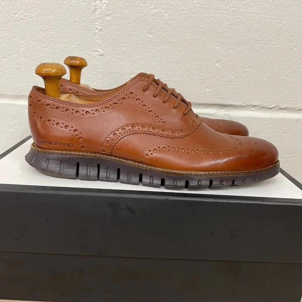 Cole Haan Zerogrand Wingtip Oxford‎ Brown Leather Mens Size 8 M